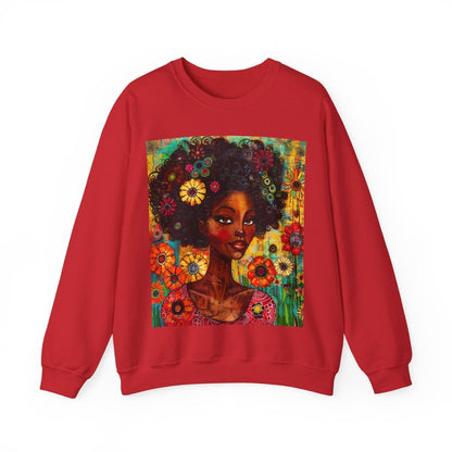 Floral Fro Sweatshirt - Afrocentric Art by The Trini Gee
