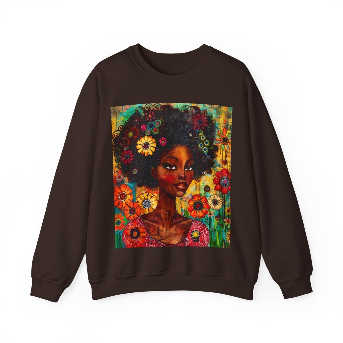 Floral Fro Sweatshirt - Afrocentric Art by The Trini Gee