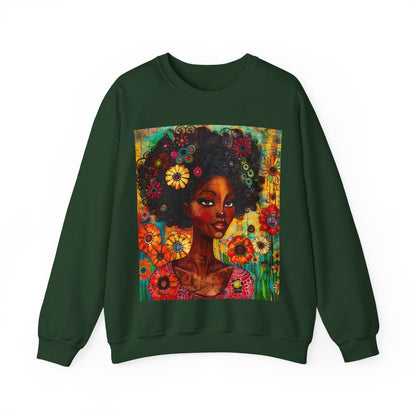 Floral Fro Sweatshirt - Afrocentric Art by The Trini Gee