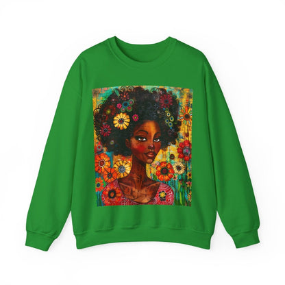Floral Fro Sweatshirt - Afrocentric Art by The Trini Gee