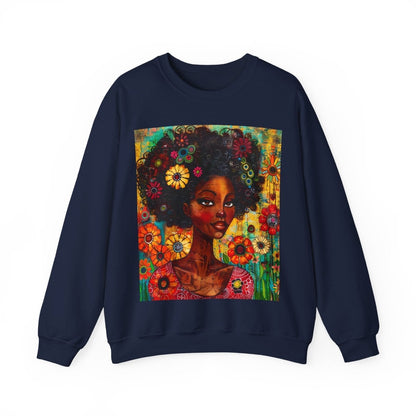 Floral Fro Sweatshirt - Afrocentric Art by The Trini Gee