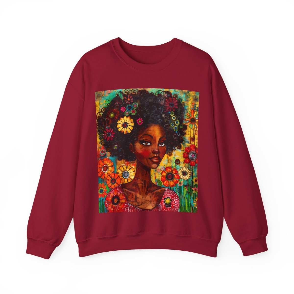 Floral Fro Sweatshirt - Afrocentric Art by The Trini Gee