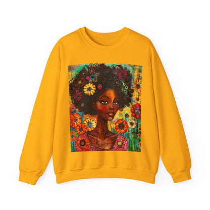 Floral Fro Sweatshirt - Afrocentric Art by The Trini Gee