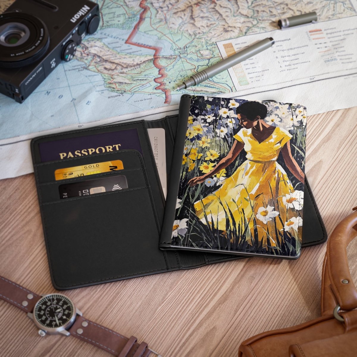 Floral Walk Passport Cover - Afrocentric Art by The Trini Gee