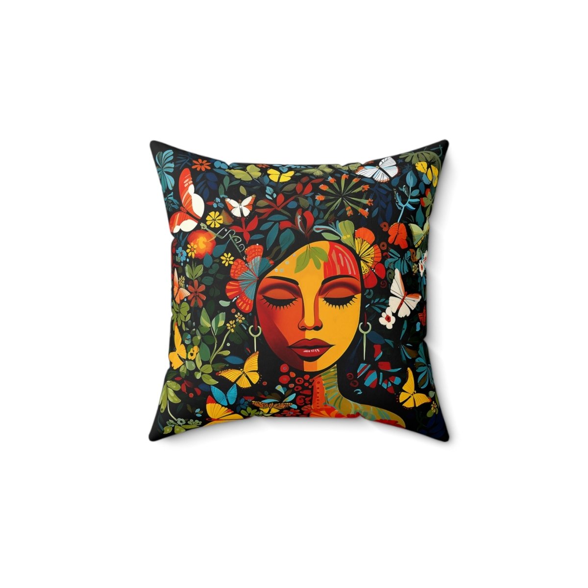Floral Woman Pillow - Afrocentric Art by The Trini Gee