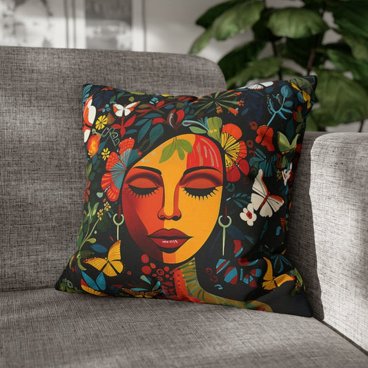 Floral Woman Pillow - Afrocentric Art by The Trini Gee