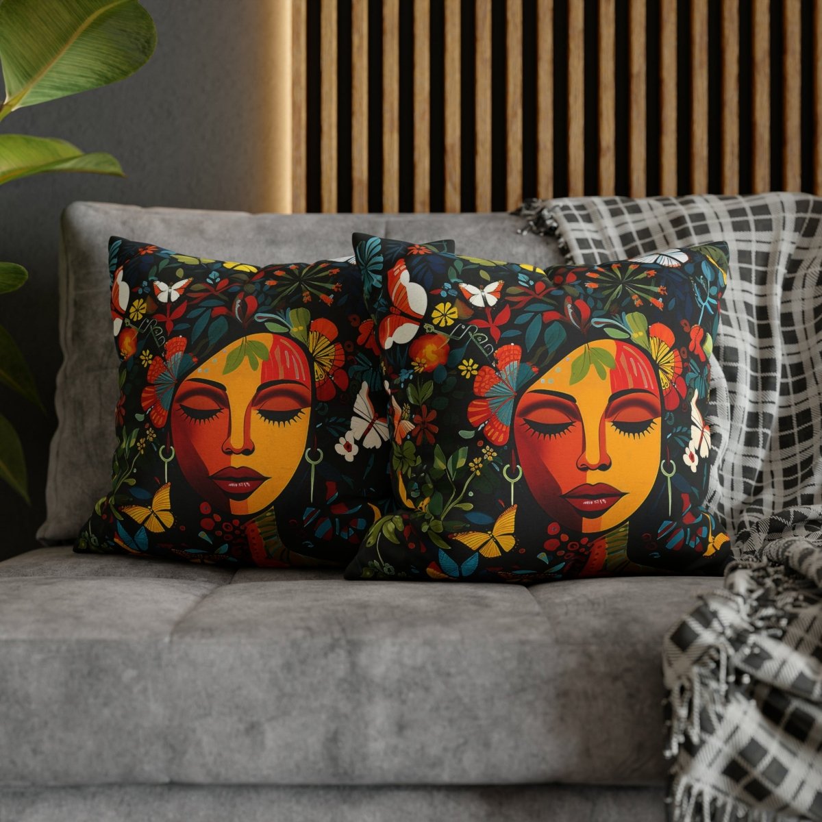 Floral Woman Pillow - Afrocentric Art by The Trini Gee