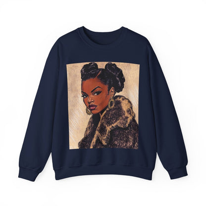 Fur Coat Woman Sweatshirt - Afrocentric Art by The Trini Gee