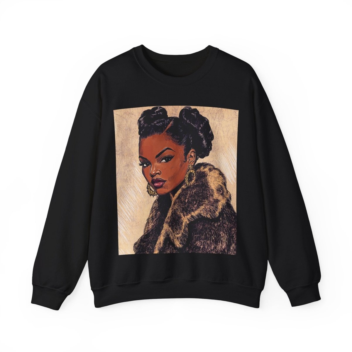 Fur Coat Woman Sweatshirt - Afrocentric Art by The Trini Gee