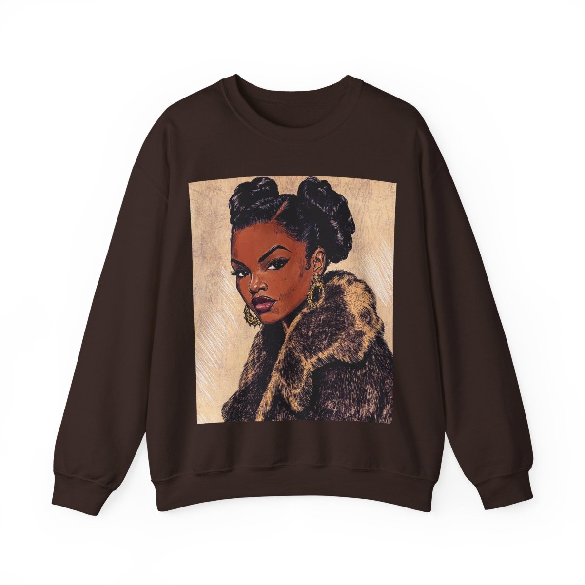 Fur Coat Woman Sweatshirt - Afrocentric Art by The Trini Gee