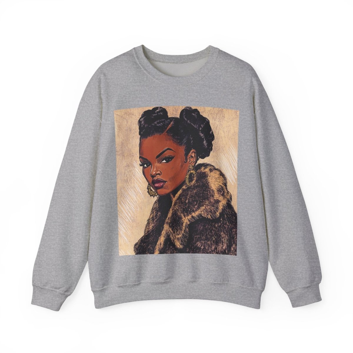 Fur Coat Woman Sweatshirt - Afrocentric Art by The Trini Gee