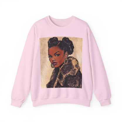 Fur Coat Woman Sweatshirt - Afrocentric Art by The Trini Gee