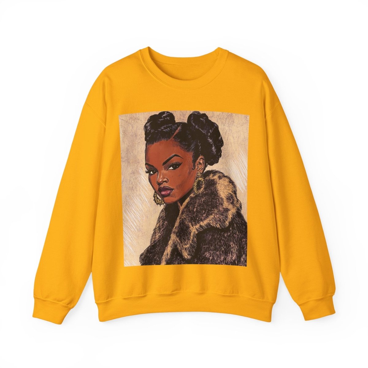 Fur Coat Woman Sweatshirt - Afrocentric Art by The Trini Gee