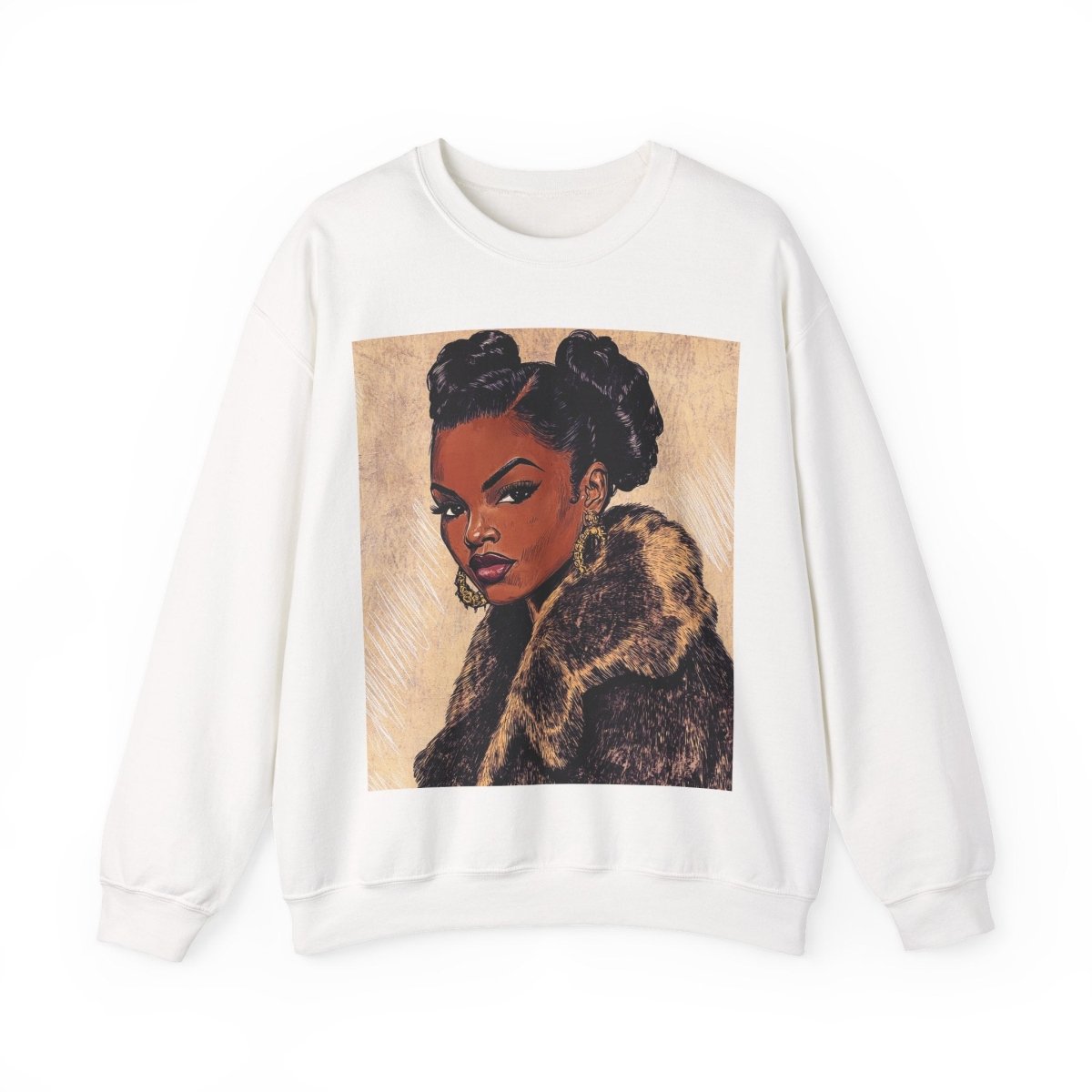 Fur Coat Woman Sweatshirt - Afrocentric Art by The Trini Gee