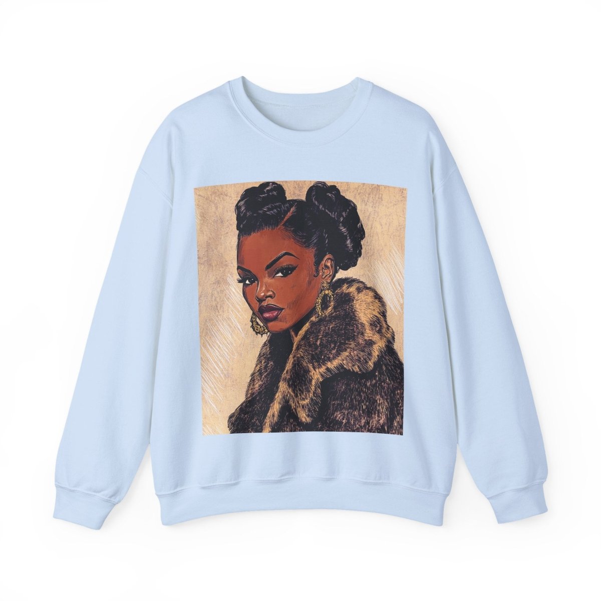Fur Coat Woman Sweatshirt - Afrocentric Art by The Trini Gee