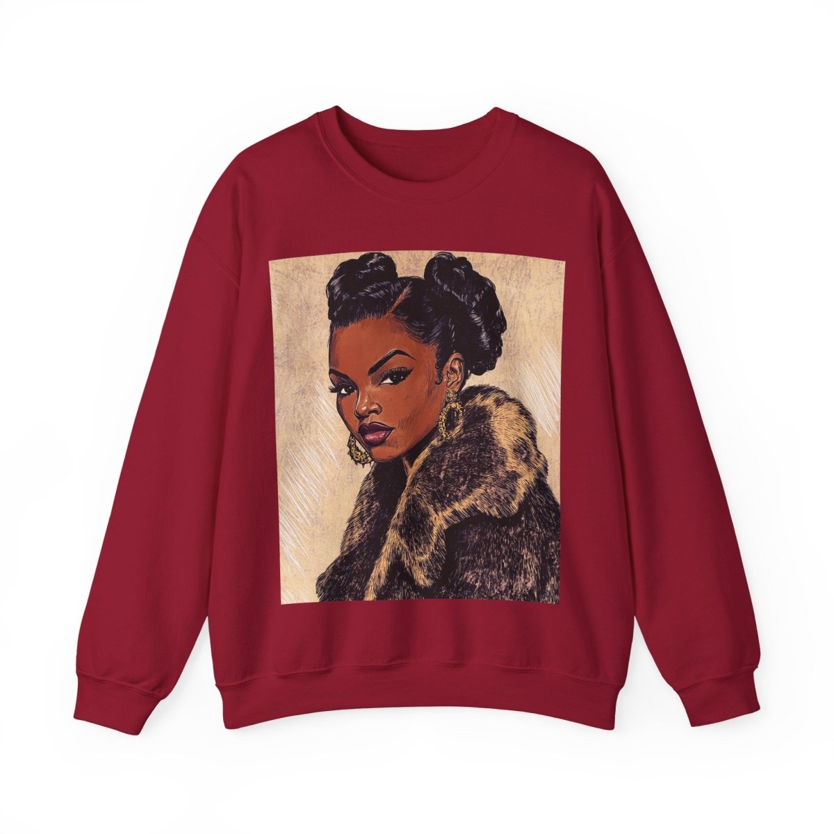 Fur Coat Woman Sweatshirt - Afrocentric Art by The Trini Gee