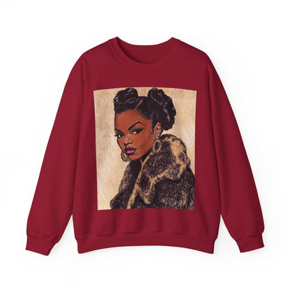 Fur Coat Woman Sweatshirt - Afrocentric Art by The Trini Gee