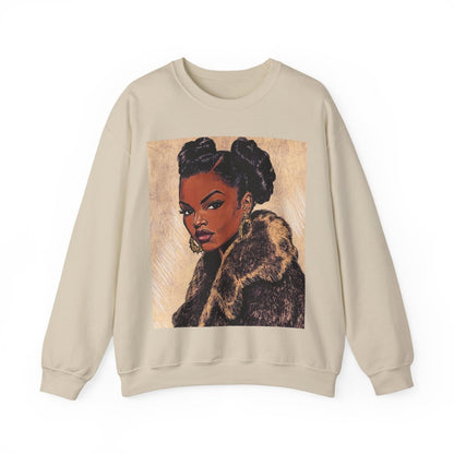 Fur Coat Woman Sweatshirt - Afrocentric Art by The Trini Gee