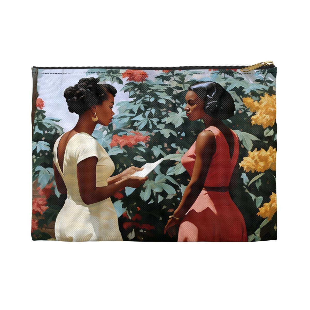 Garden Chat Accessory Pouch - Afrocentric Art by The Trini Gee
