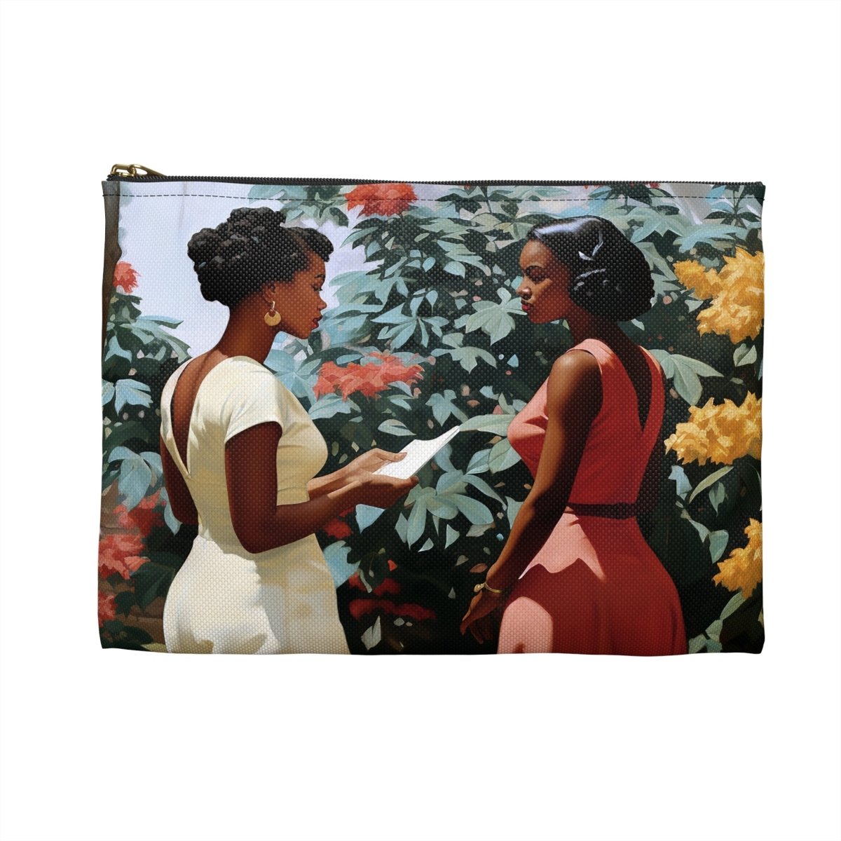 Garden Chat Accessory Pouch - Afrocentric Art by The Trini Gee