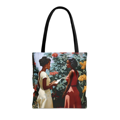 Garden Chat Tote Bag - Afrocentric Art by The Trini Gee