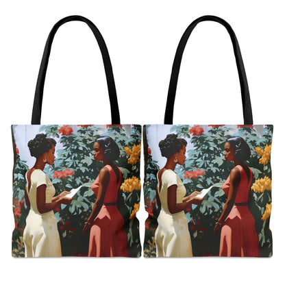 Garden Chat Tote Bag - Afrocentric Art by The Trini Gee