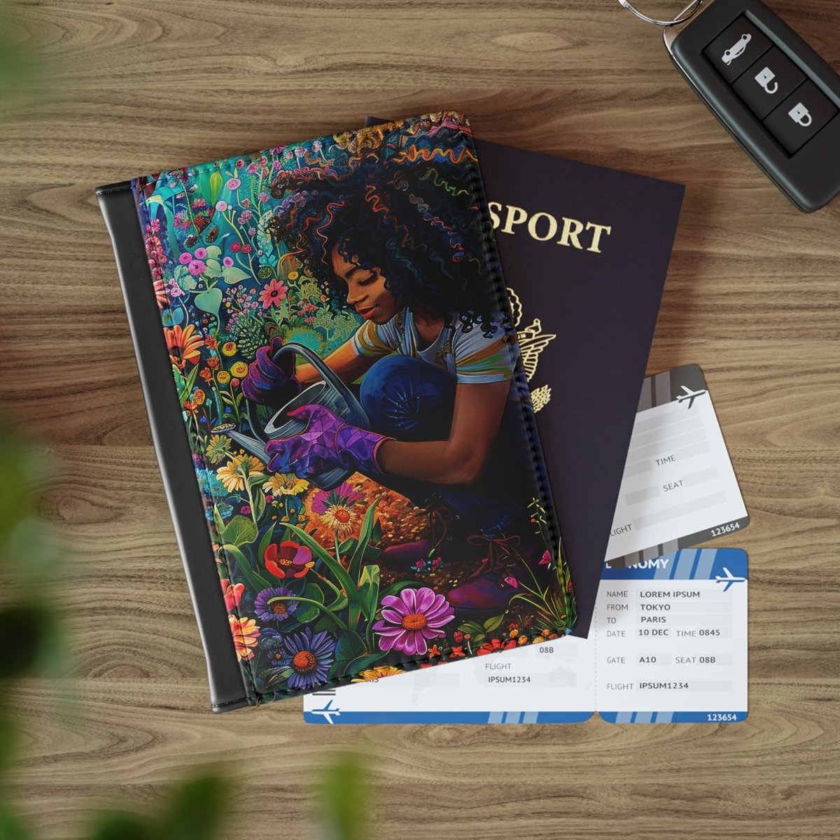 Garden Girl Passport Cover - Afrocentric Art by The Trini Gee