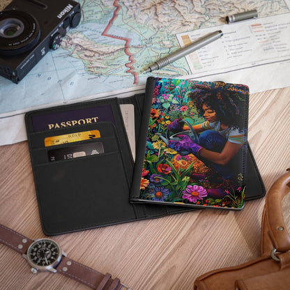 Garden Girl Passport Cover - Afrocentric Art by The Trini Gee