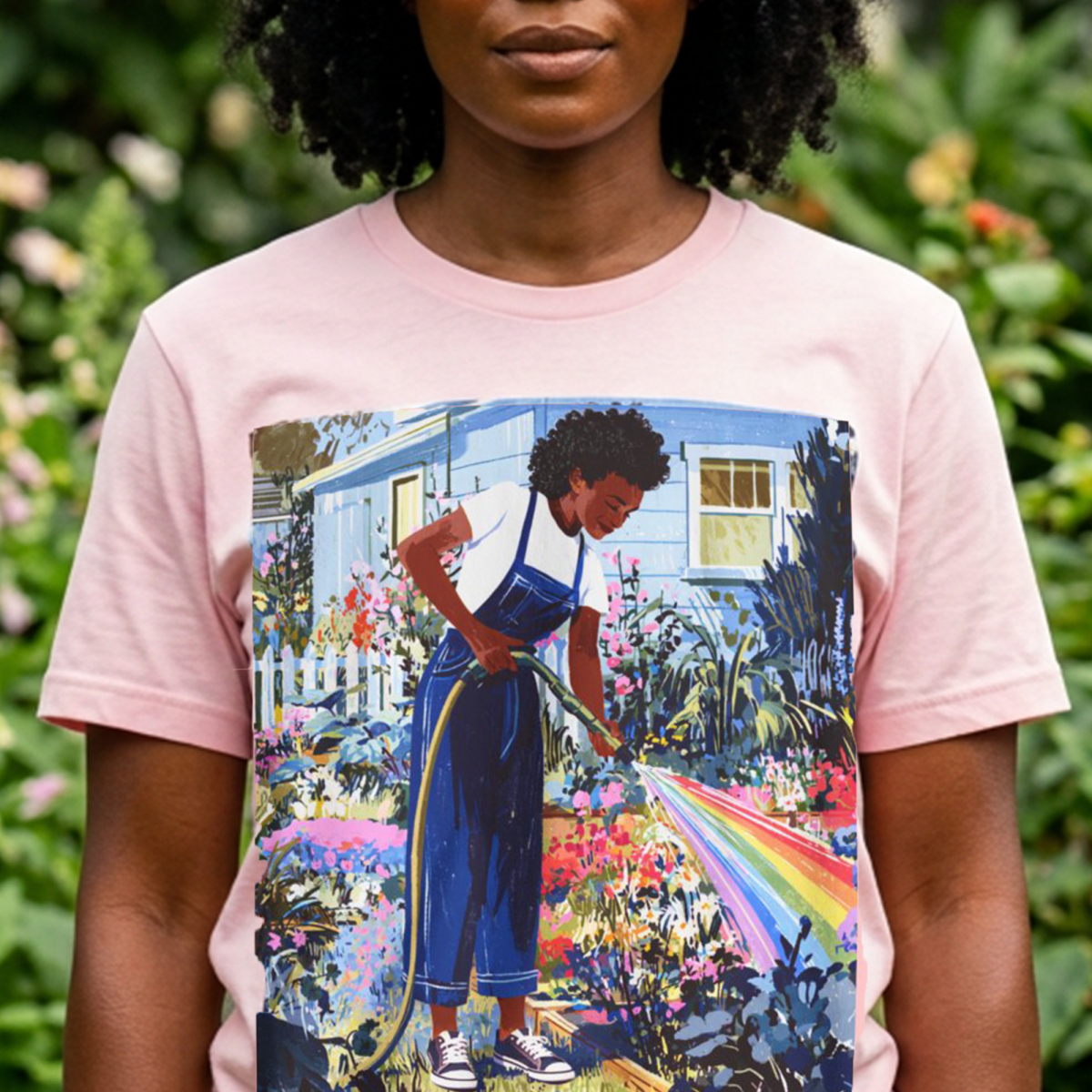 Garden Rainbow T-Shirt - Afrocentric Art by The Trini Gee
