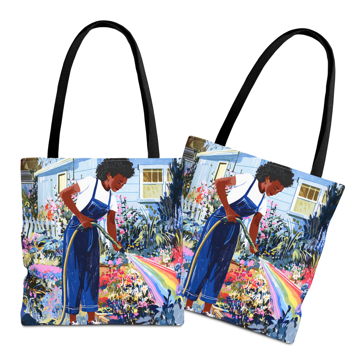 Garden Rainbow Tote Bag - Afrocentric Art by The Trini Gee