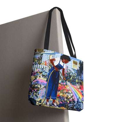 Garden Rainbow Tote Bag - Afrocentric Art by The Trini Gee