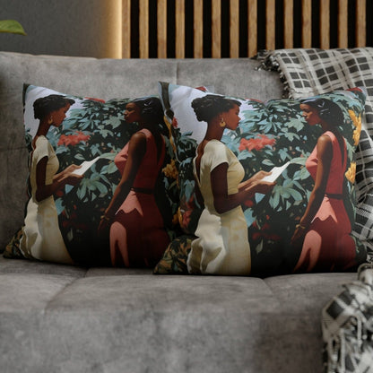 Garden Talk Pillow - Afrocentric Art by The Trini Gee