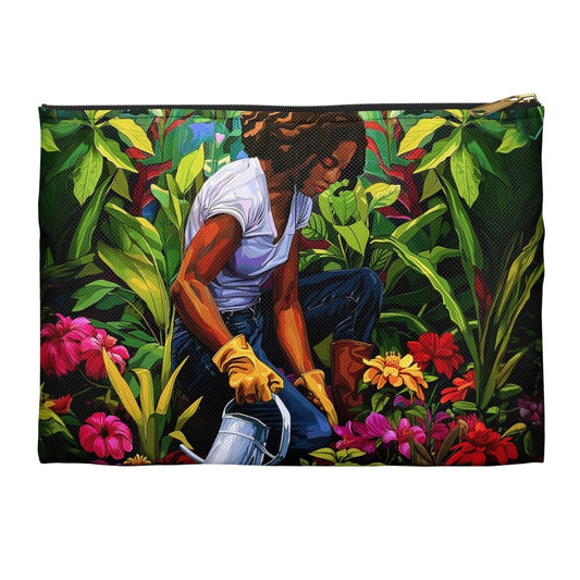 Garden Woman Accessory Pouch - Afrocentric Art by The Trini Gee