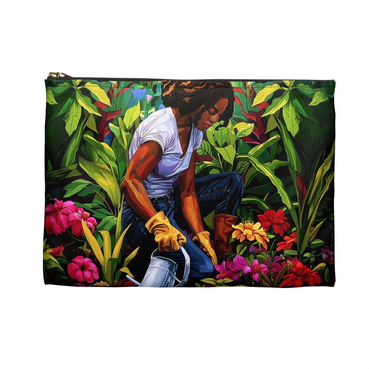 Garden Woman Accessory Pouch - Afrocentric Art by The Trini Gee