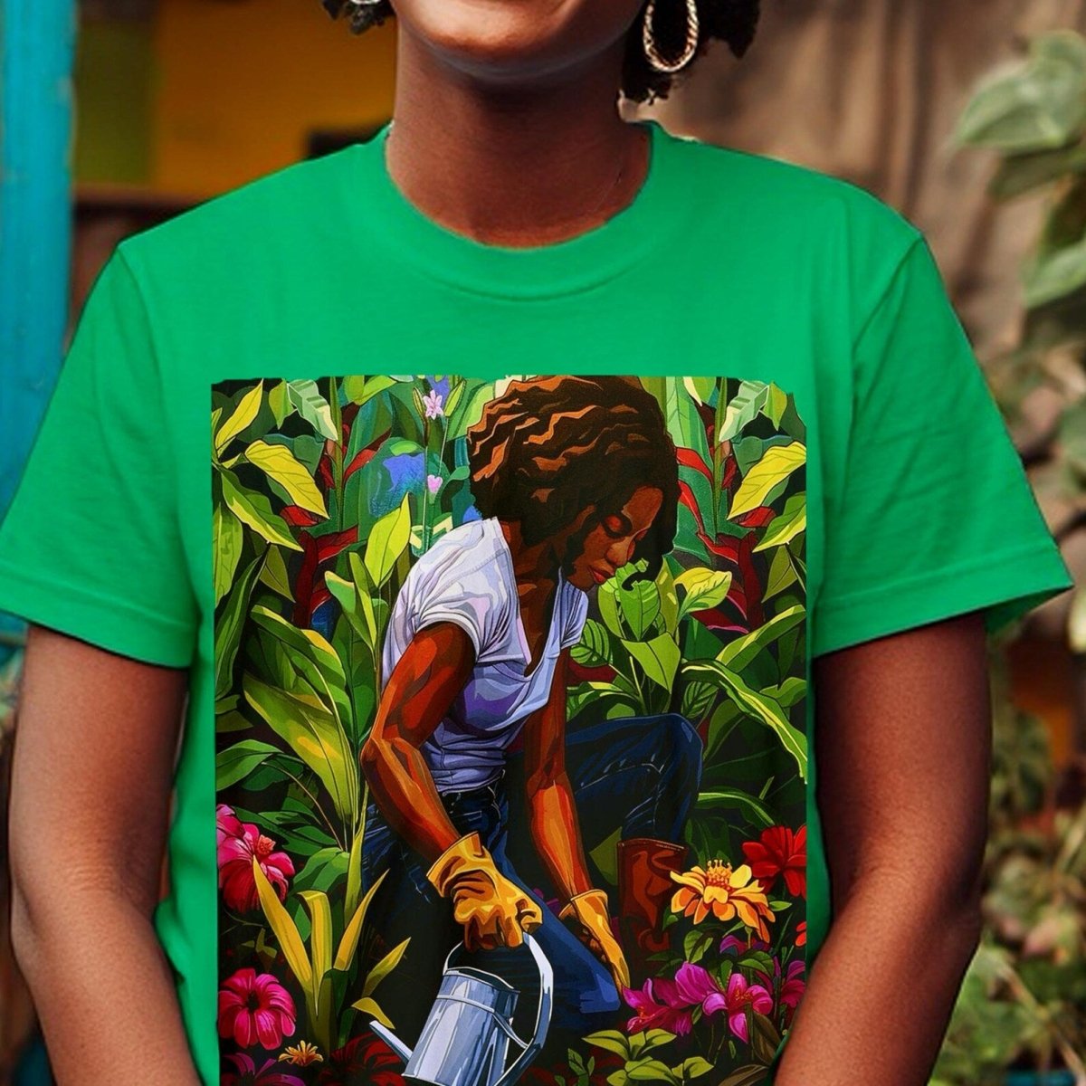 Garden Woman Shirt - Afrocentric Art by The Trini Gee