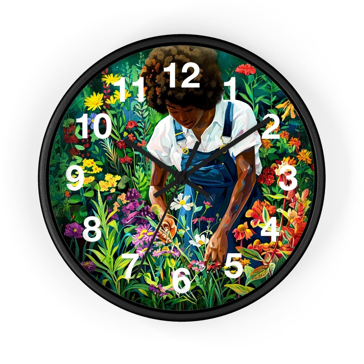 Garden Woman Wall Clock - Afrocentric Art by The Trini Gee