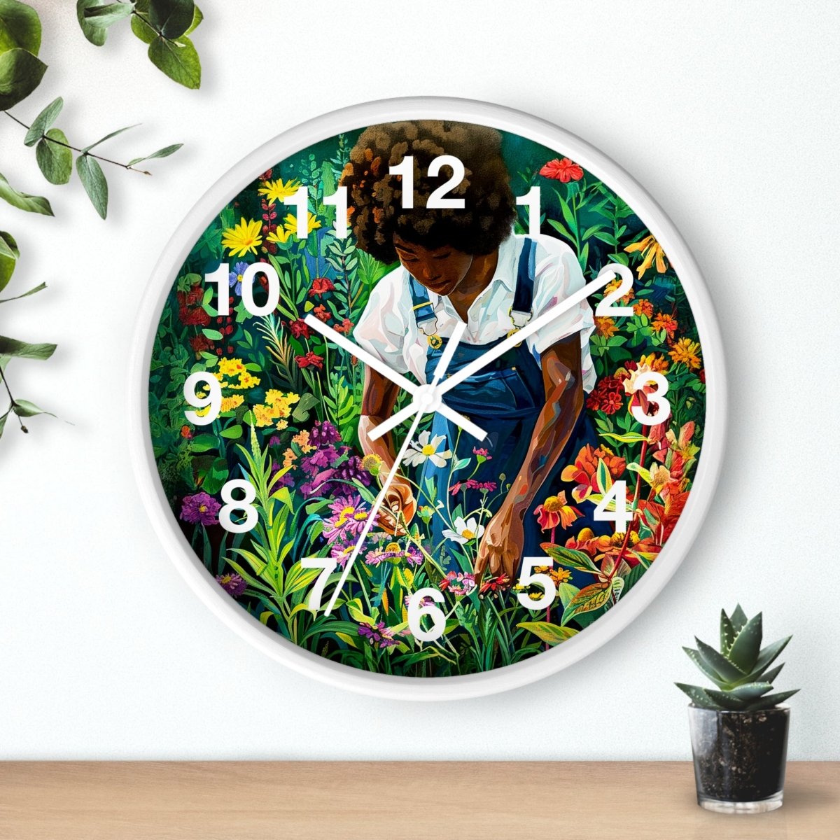 Garden Woman Wall Clock - Afrocentric Art by The Trini Gee