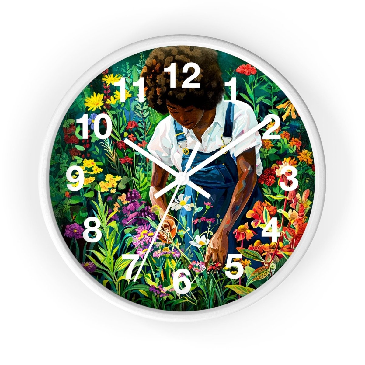 Garden Woman Wall Clock - Afrocentric Art by The Trini Gee