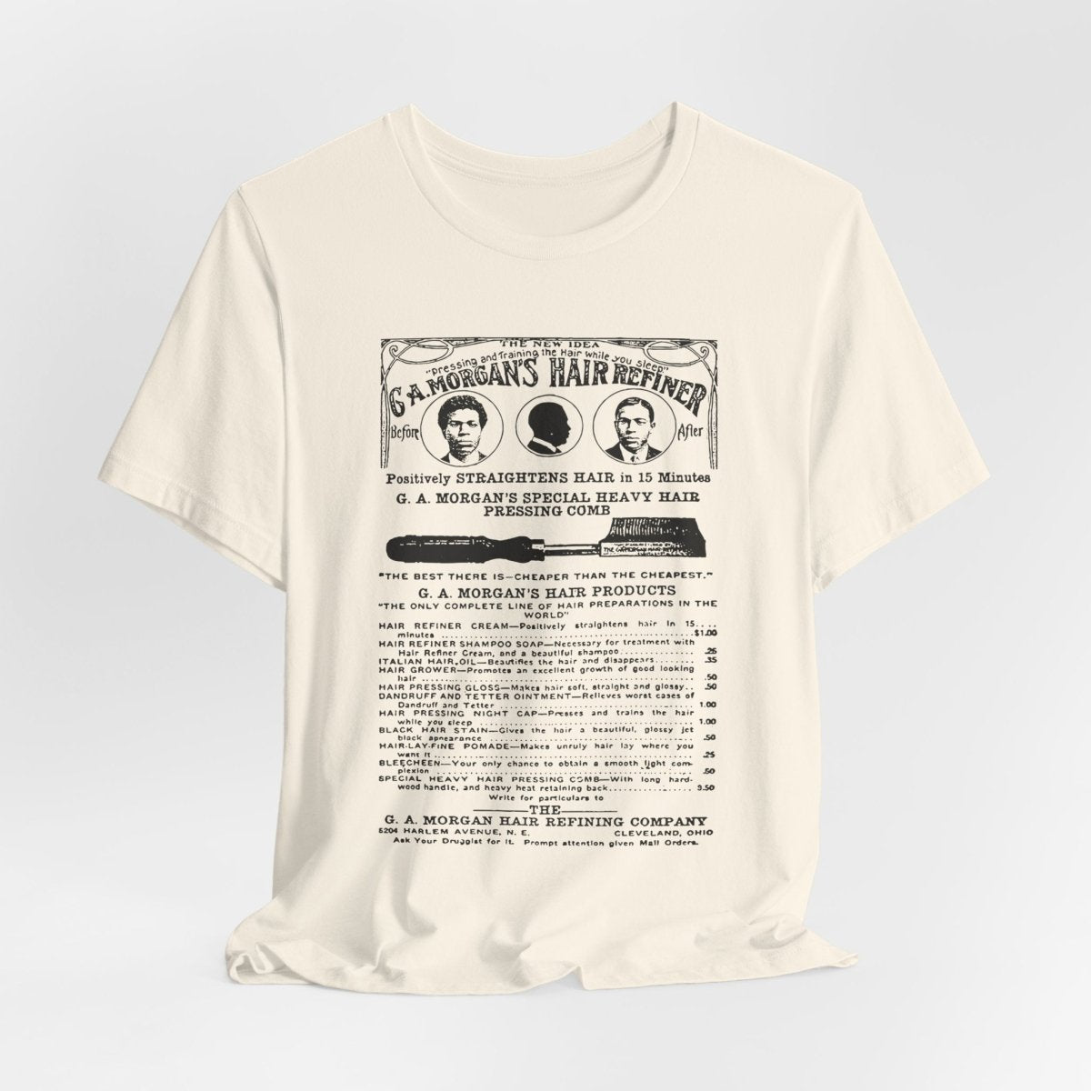 Garrett A. Morgan Hair Ad Shirt - Afrocentric Art by The Trini Gee