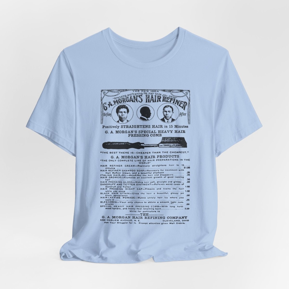 Garrett A. Morgan Hair Ad Shirt - Afrocentric Art by The Trini Gee