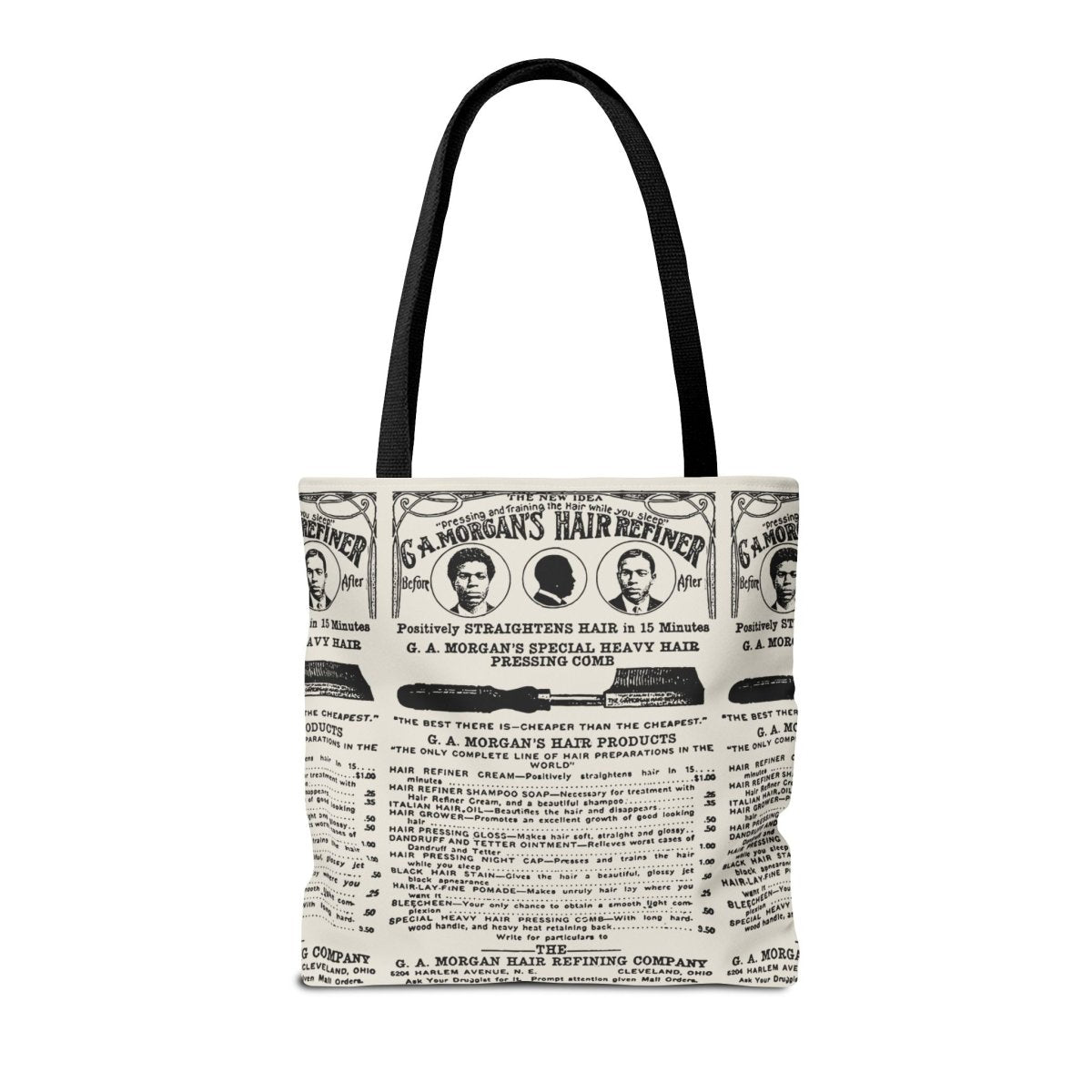 Garrett A. Morgan Hair Refiner Ad Tote Bag - Afrocentric Art by The Trini Gee
