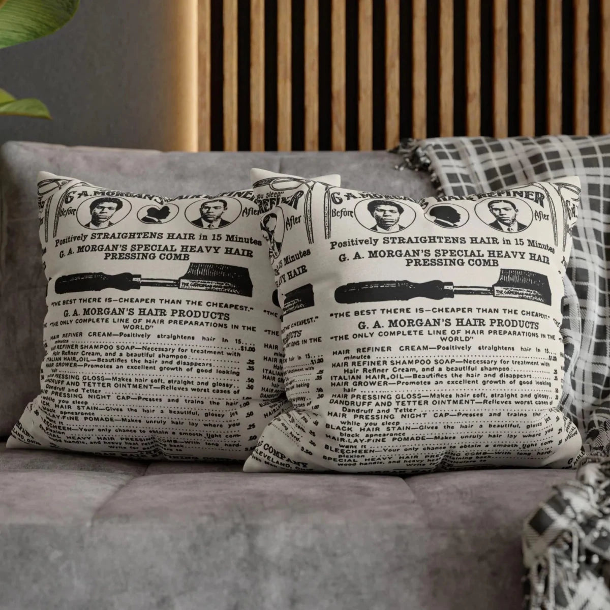Garrett A. Morgan Hair Refiner Throw Pillow - Afrocentric Art by The Trini Gee