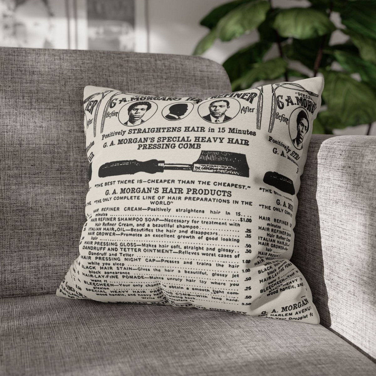 Garrett A. Morgan Hair Refiner Throw Pillow - Afrocentric Art by The Trini Gee