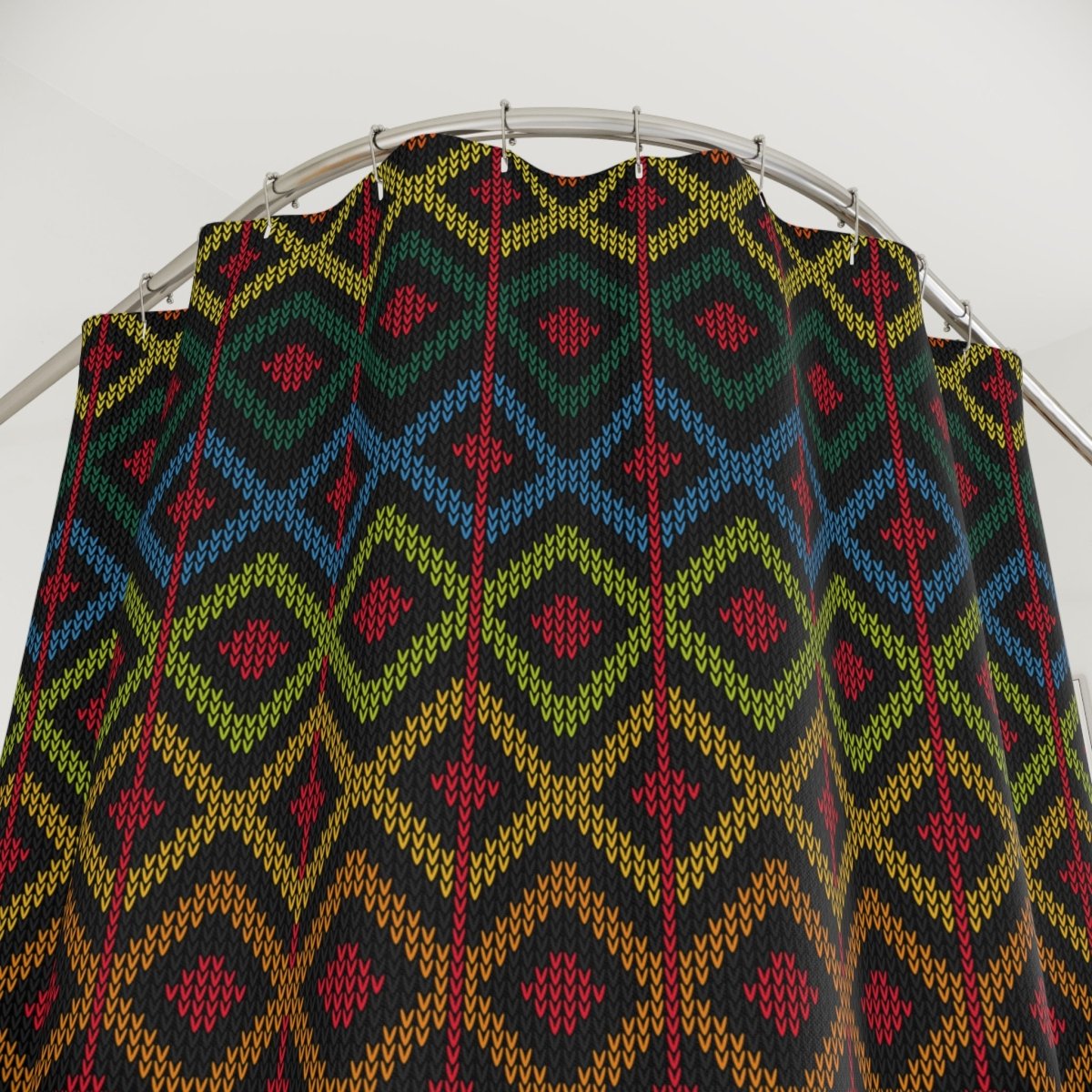 Geometric Knit Shower Curtain - Afrocentric Art by The Trini Gee