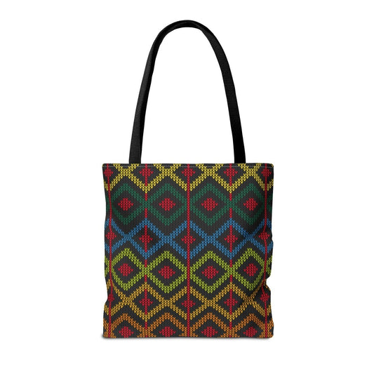 Geometric Knit Style Tote Bag - Afrocentric Art by The Trini Gee
