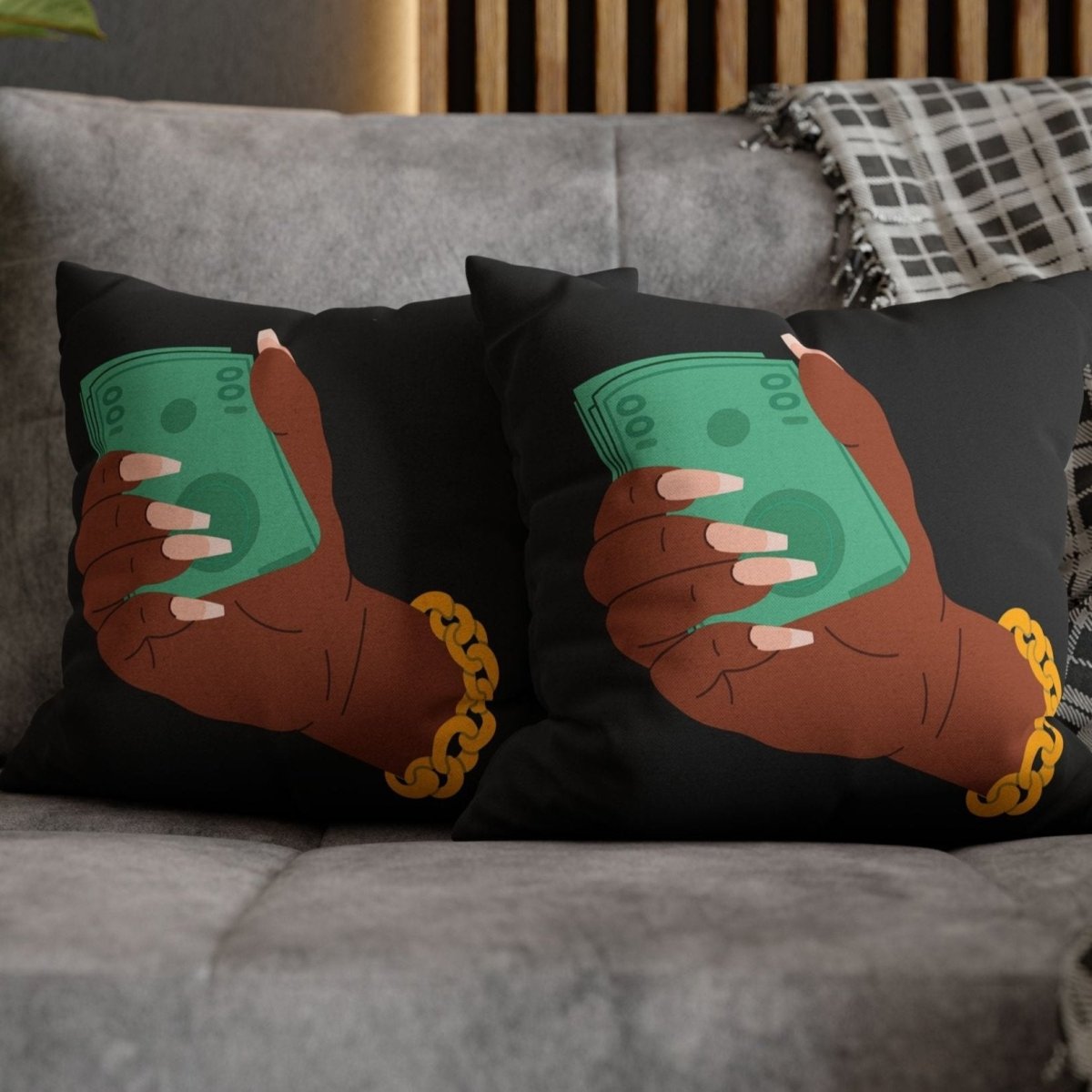 Get Money Pillow - Afrocentric Art by The Trini Gee