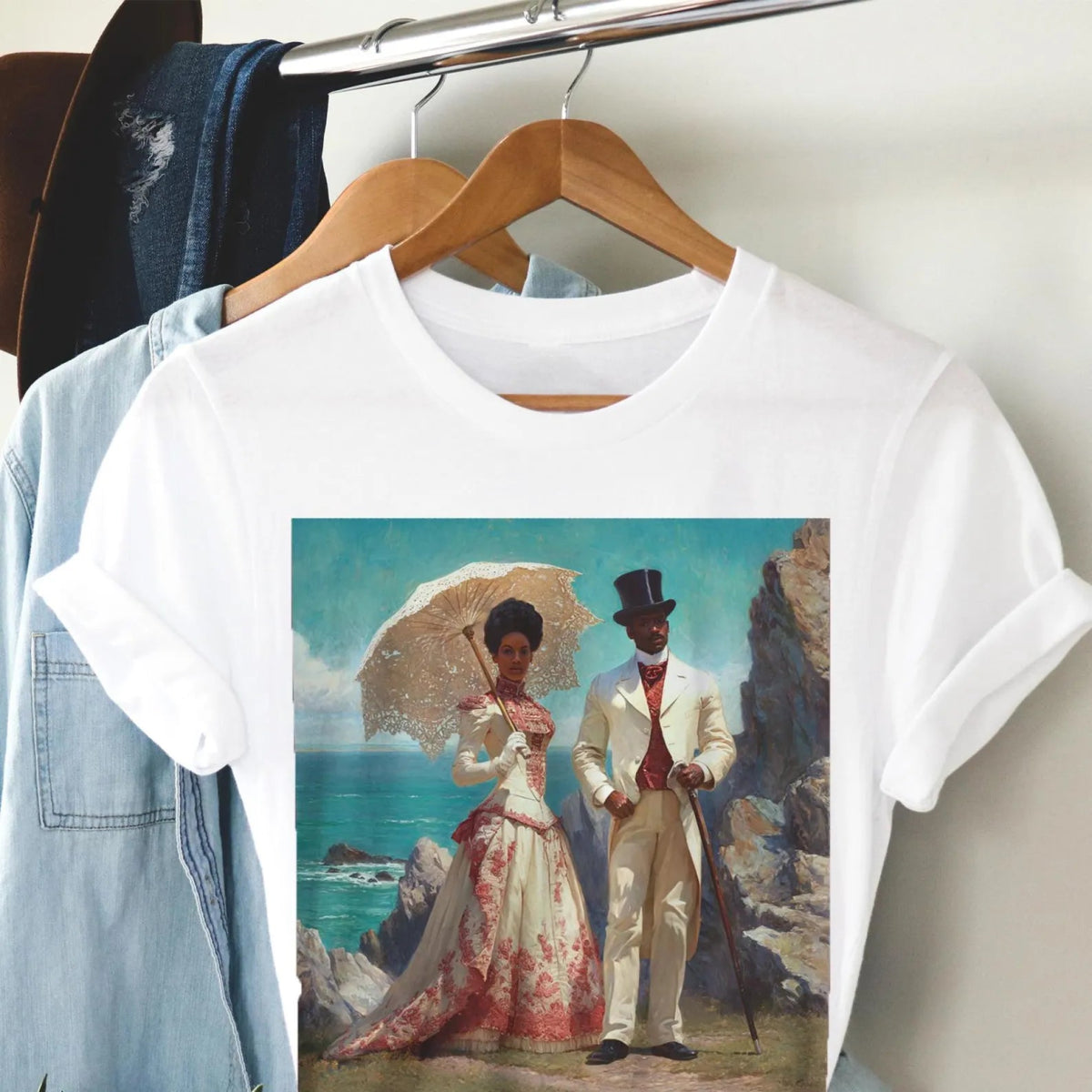 Gilded Couple Shirt - Afrocentric Art by The Trini Gee