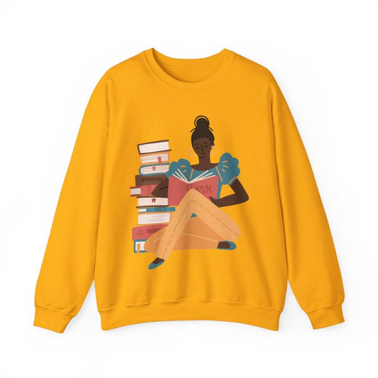 Girl Reading Sweatshirt - Afrocentric Art by The Trini Gee