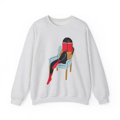 Girl Reading Sweatshirt - Afrocentric Art by The Trini Gee