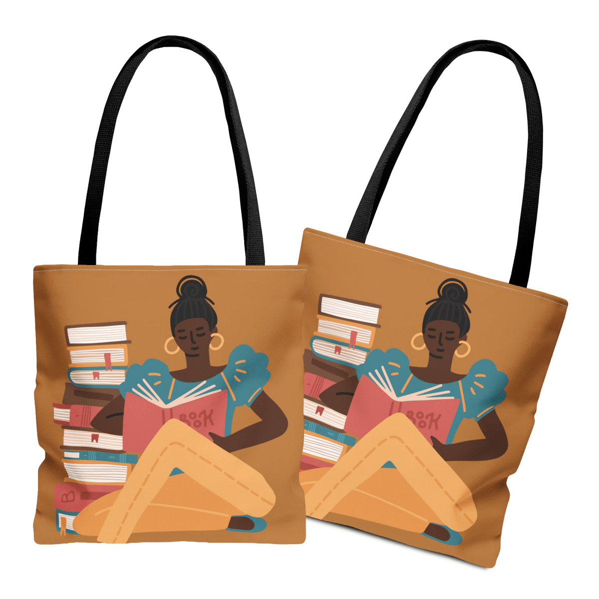 Girl Reading Tote Bag - Afrocentric Art by The Trini Gee